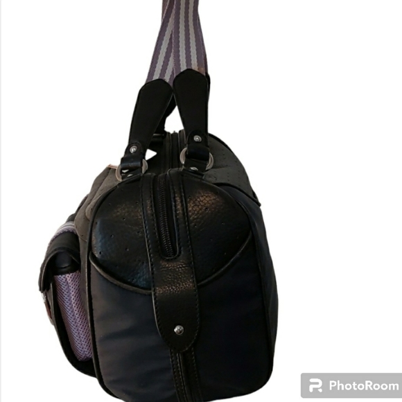 Cole Haan | Women's Black Leather and Nylon Catherine Rollback Satchel Bag - Picture 2 of 10